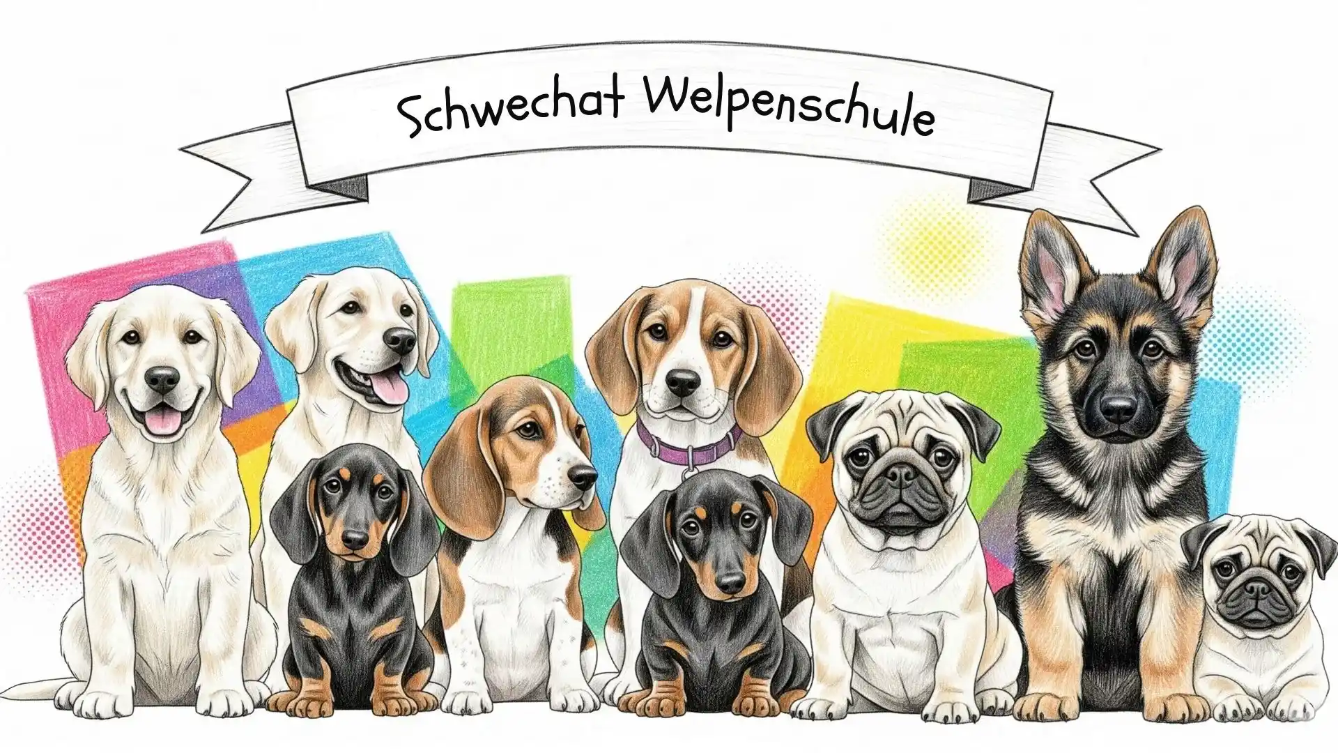 Welpen lernen Kommunikation in der Hundeschule Schwechat
